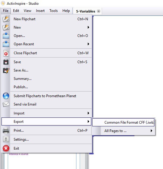 Export Promethean Common File Format